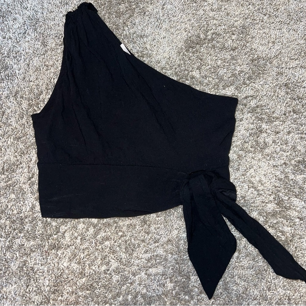 Free People One Shoulder Carmen Crop Top Black Size XS - Picture 2 of 9